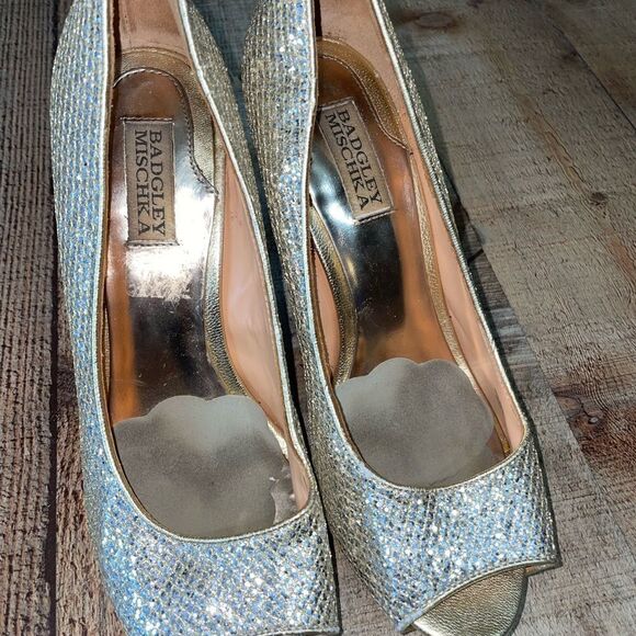 Badgley Mischka Metallic Crackled ‘Lust’ Heels 9M - Picture 7 of 15